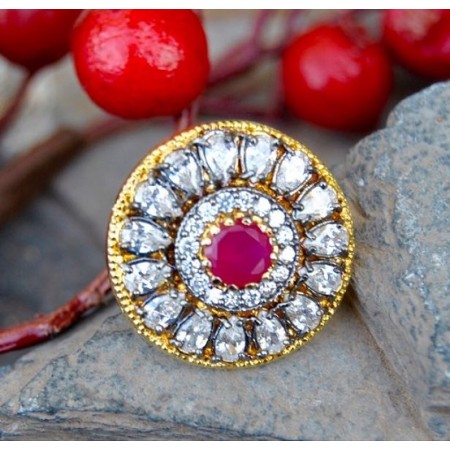 Victorian Diamond Finger Ring with Ruby